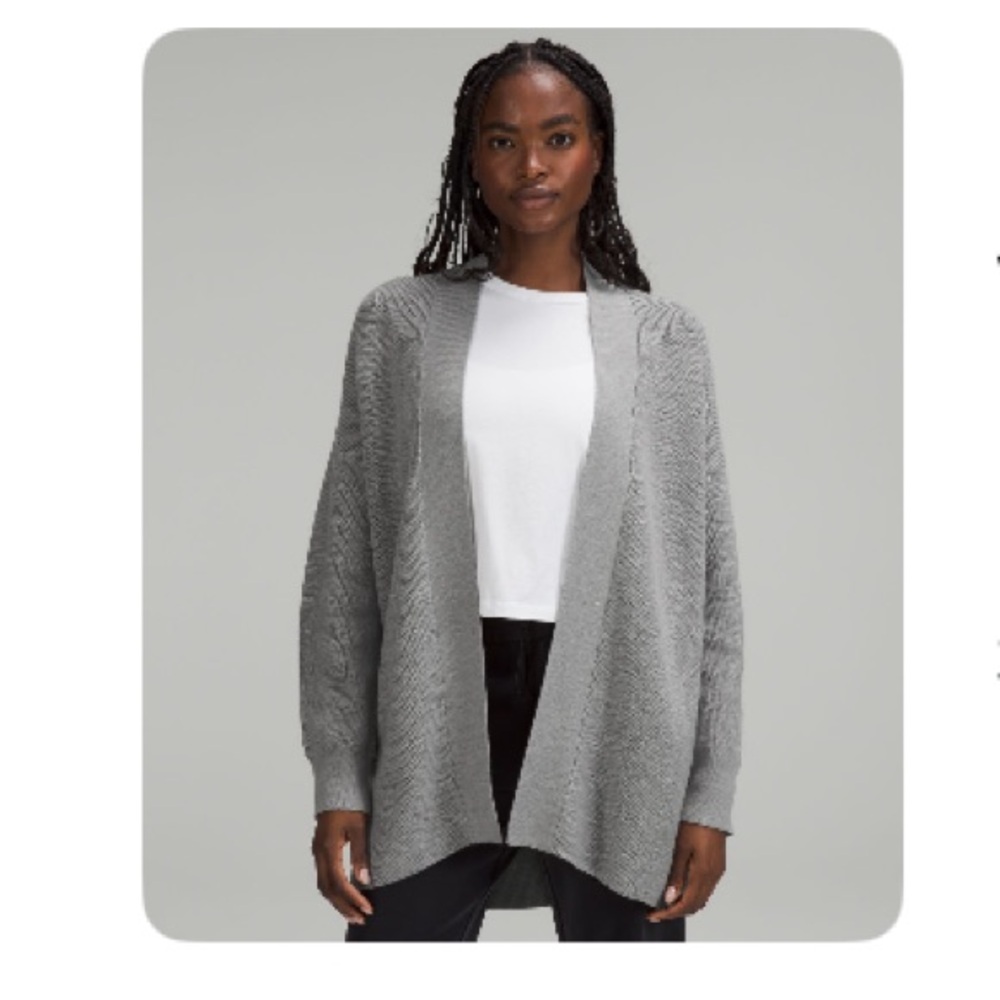 Lululemon Merino Wool-Blend Rib Long Wrap Sweater - Heathered Gull Grey